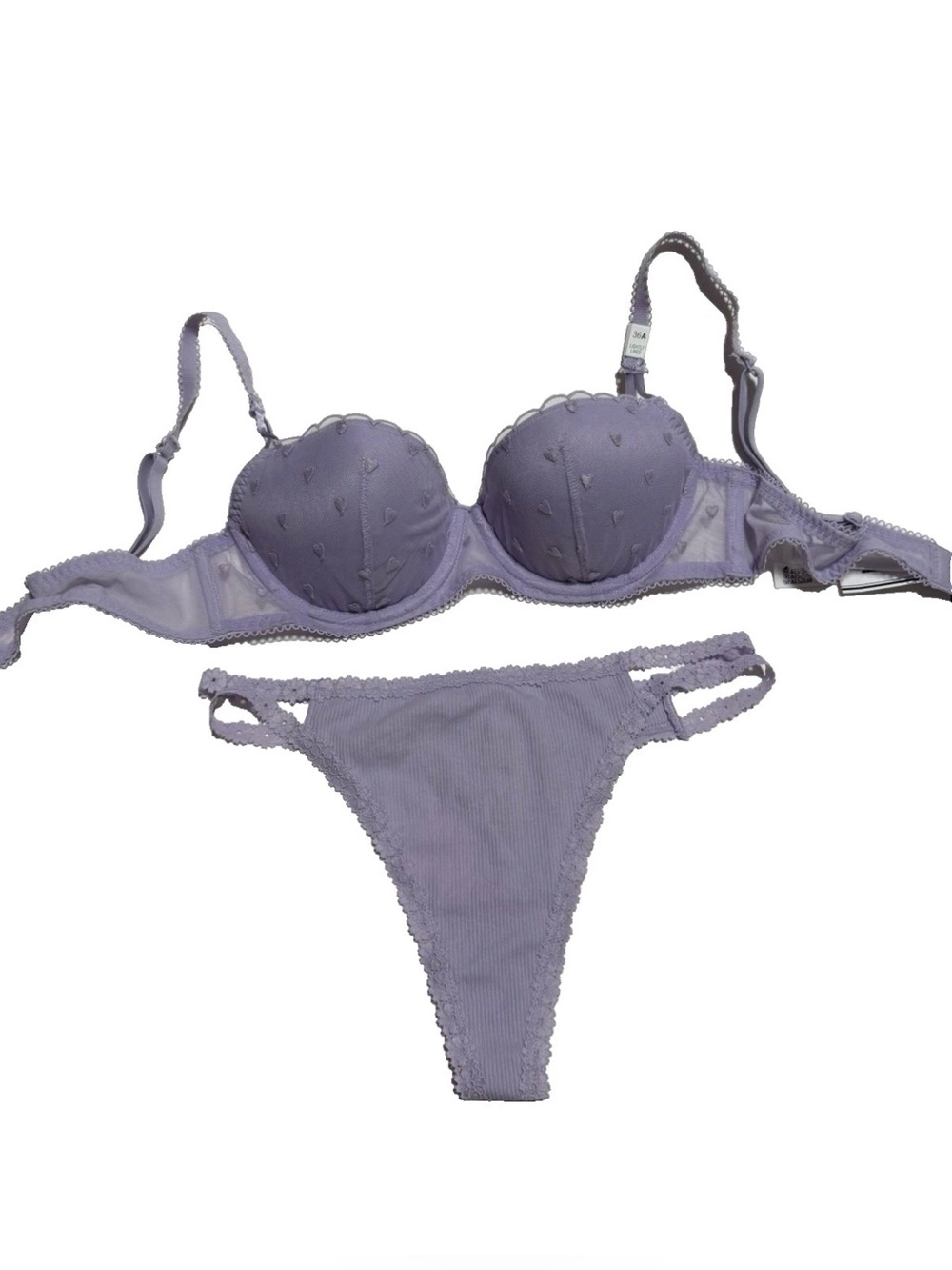 NWT Victoria's Secret PINK Wink Lightly Lined Balconette 36A Bra+ Panty Lavender